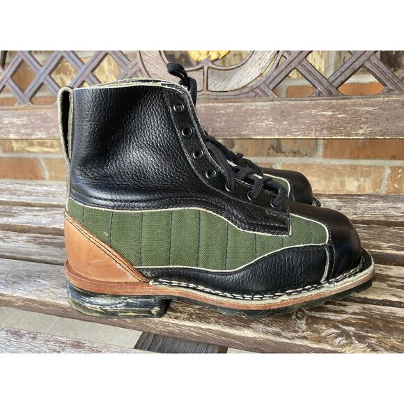 Size EU35/US4.5 NOS Women's Military Army Leather & Canvas Boots Vintage 80s - Picture 3 of 8